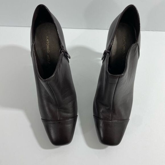 Antonio Melani Womens Ankle Bootie Heeled Soft Leather Dark Brown Size 6.5 US - Picture 4 of 7